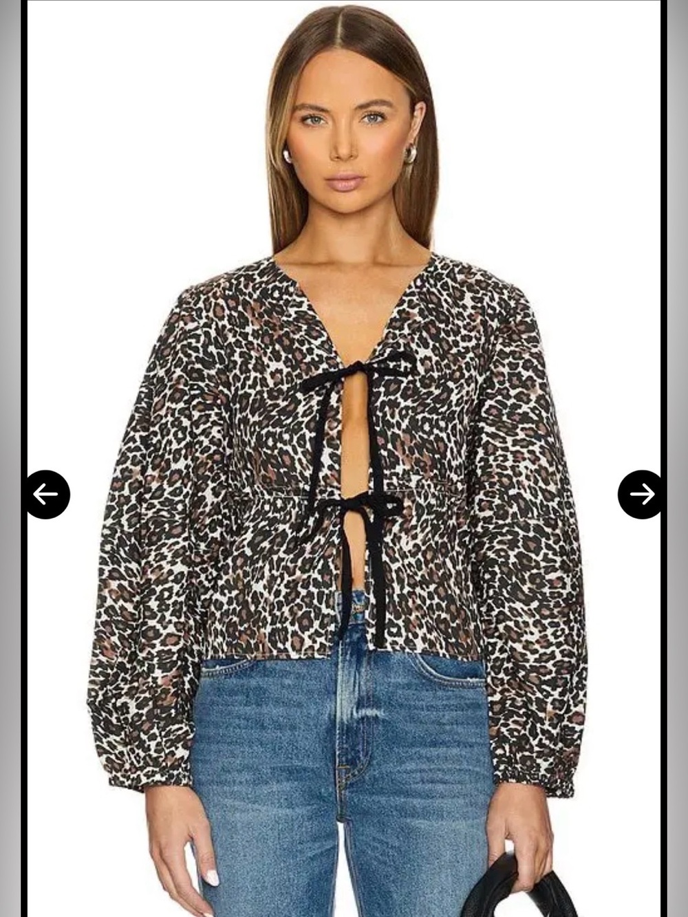 Free People Brunch Babe Top in Leopard size Large